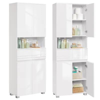 Produktbild von VASAGLE Badezimmerschrank, Badschrank, Badezimmermöbel mit einer Schublade/2 Schubladen, verstellbare Ablagen, offenes Fach