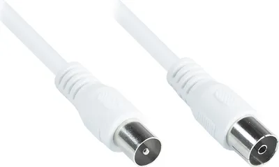 Produktbild von Antennenkabel, Koax/IEC Stecker an Buchse (vernickelt), 2x geschirmt (class A, >85 dB / 75 Ohm), CCS, weiß, 2m, Good Connections®