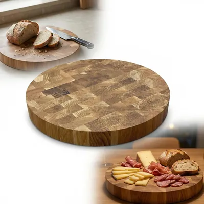 Produktbild von RUNDES STUHLBRETT aus massivem EICHENHOLZ END GRAIN massiv