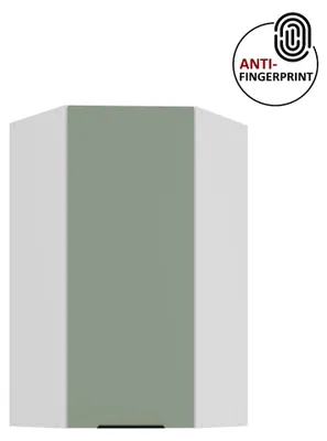 Produktbild von Küchen Eckhängeschrank 60x60 cm - Höhe 90 cm Küche Aquamarin ultra matt + Weiss matt, hochwertige Fronten mit Anti Fingerprint Beschichtung Küchenzeile Küchenblock