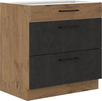 Produktbild von Vigo Unterschrank 80 cm Eiche Lancelot Matera Grau Vollauszug Soft-Close Küche