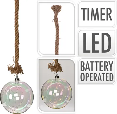 Produktbild von Seil Glaskugel 20cm 29led ww Weihnachtsbeleuchtung