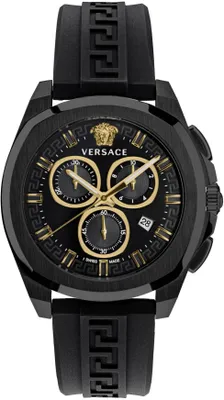 Produktbild von Versace VE7CA0523 New Chrono Geo schwarz gold Kautschuk Herren Uhr NEU