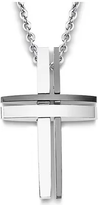 Produktbild von Lotus LS1984/1/1 Herren Collier Kreuz Edelstahl Silber schwarz 50 cm