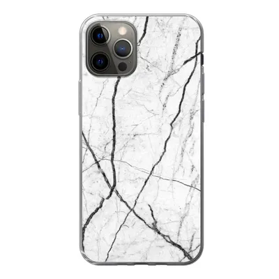 Produktbild von MuchoWow® Handyhülle Schutzhülle Hülle für iPhone 12 Pro Marmor - Schwarz - Weiß Silikon Softcase Handy Hülle - Abdeckung