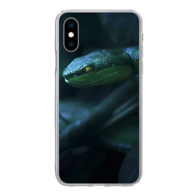 Produktbild von MuchoWow® Handyhülle Schutzhülle Hülle für iPhone X Schlange - Makro - Holz Silikon Softcase Handy Hülle - Handyhülle
