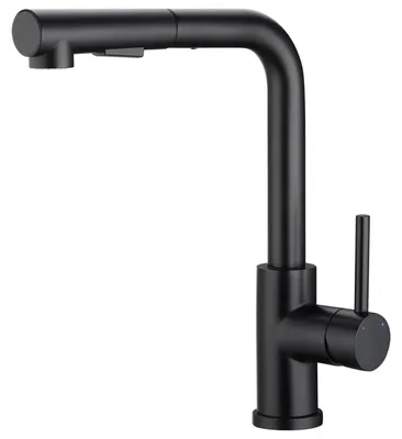 Imagen del producto de Grifo de cocina - Monomando KF171C2DB - Con ducha extractible - Giratorio 360° - 2 tipos de chorro - Alta presión - Acero inoxidable 304 - Color negro