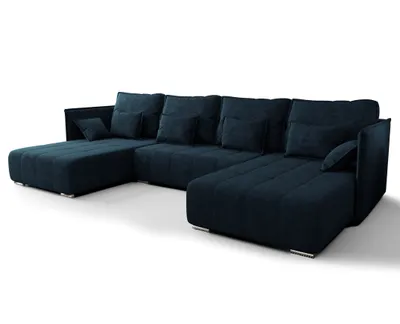 Image de AX LIVING Canapé en U avec fonction sommeil Florinna bleu 345cm