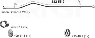Produktbild von ERNST Abgasrohr Auspuffrohr für FORD Transit Mk6 Kasten (V347, V348, FA) Hinten 332552