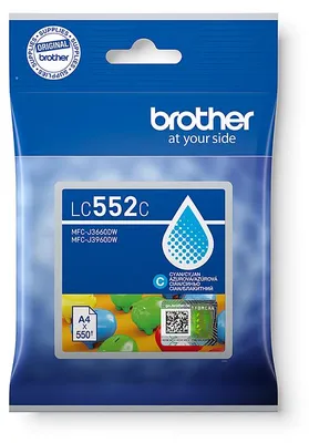 Obrázok produktu pre Brother LC552C, Azúrová, Atrament na pigmentovej báze, 1 kusov, 550 strany, Balenie po jednom kuse