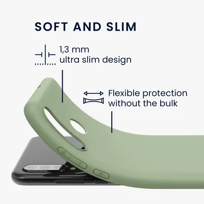 Produktbild von kwmobile Hülle kompatibel mit Huawei P30 Lite Hülle - weiches TPU Silikon Case - Cover geeignet für kabelloses Laden - Graugrün