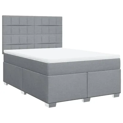 Imagen del producto de Cama con somier y colchón de la marca vidaXL, color gris claro, dimensiones 160x200 cm, tapizada en tela