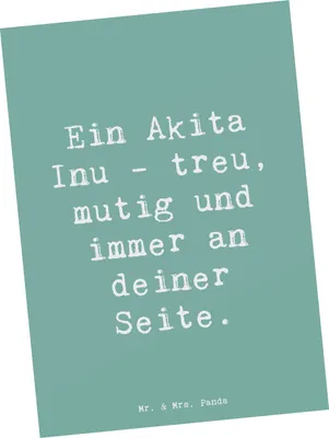 Produktbild von Mr. & Mrs. Panda Postkarte Spruch Akita Inu Freund - Meeresbrise - Geschenk, vierbeiniger, Familienmitglied, Hundeliebhaber, Ansichtskarten, Hund, Loyalität, Postkarten