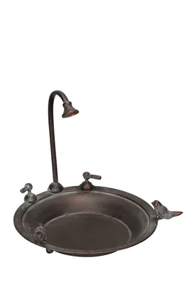 Produktbild von Vogelbad Metall bronze matt Wasserhahn Vogel Vogeltränke Vogelfutterplatz Ø33cm 32cm Garten