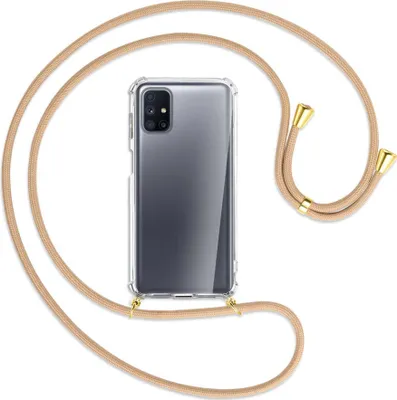 Produktbild von Handykette Backcover-Schutzhülle mit Band (Metall goldfarben) für Samsung Galaxy M51 - beige
