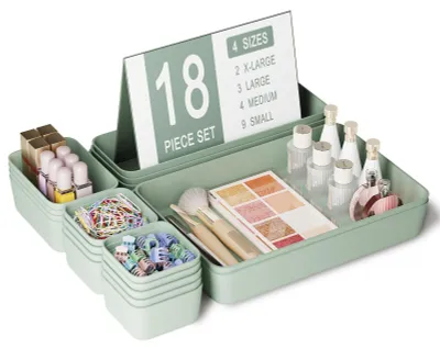 Immagine prodotto di Omgoods - Set di 18 contenitori organizzatori in plastica per cassetti
