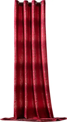 Produktbild von heimtexland ® Ösenschal Deko Vorhang Gingko Blatt Jacquard Dekoschal Gardine blickdicht HxB 245x140 Typ795 Rot