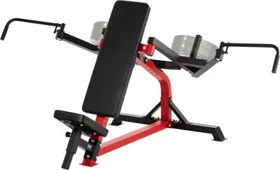 A weight training machine for chest and rear deltoid exercises.