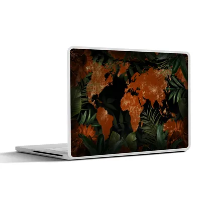 Produktbild von MuchoWow® Laptop Aufkleber Sticker Cover Weltkarte - Gold - Pflanzen 36.5x27.5 cm - Laptop-Sticker