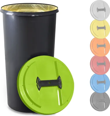 Produktbild von KUEFA BSC 60 Liter Müllsackständer, Mülleimer, Sammelbehälter mit Deckel und Befestigungsring für Gelben Sack (Hellgrün)