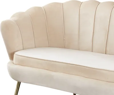 Image de SalesFever Canapé coquille | Revêtement tissu velours | Structure métal doré | L 136 x P 77 x H 78 cm | beige