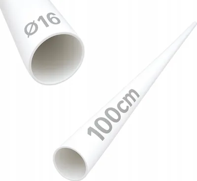 Close-up shots of a white pipe, showing its diameter and length.