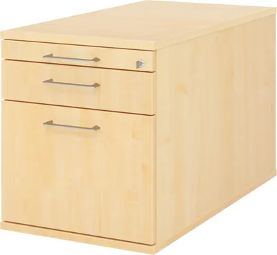 Produktbild von bümö office Rollcontainer - mit Hängeregistratur - Nachbildung Ahorn, Griff: Bügelgriff (Metall)