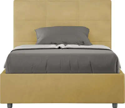 Produktbild von ITYHOME - Gepolstertes Bett ohne Lattenrost 120x200 mit Mikrofaserbezug Ocker Mika
