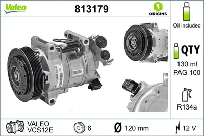 Produktbild von VALEO 813179 VCS12E Klimaanlage Klimakompressor PAG 100 R134a passend für PEUGEOT 308 SW II 308 II für CITROËN C4 Grand Picasso II