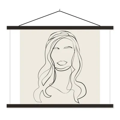 Produktbild von MuchoWow® Textilposter Frauen - Zitate - Strichzeichnungen - Text 150x113 cm mit holzfarbenen Rahmen - Poster