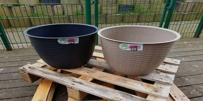 Produktbild von Blumentopf mit geflechteten Topf 26 Liter, 40 cm  Grau