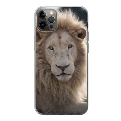 Produktbild von MuchoWow® Handyhülle Schutzhülle Hülle für iPhone 12 Pro Max Löwe - Tier - Weiß Silikon Softcase Handy Hülle - Hartschale