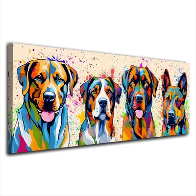 Produktbild von Pop Art große Hunde ColourLeinwandbild Wandbild Kunstdruck XL Wanddeko: 100x40x2cm