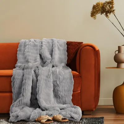 Produktbild von Deko Wohnzimmer Decke Kuscheldecke Tagesdecke Sofadecke Waschbar Schlafzimmer 200x240cm Grau