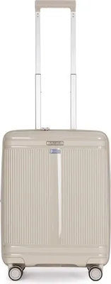 A studio shot of a carry-on suitcase.
