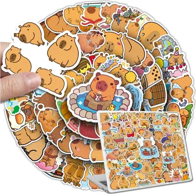 Obrázok produktu pre Roztomilé nálepky s kapybara, sada 100 ks, farebná DIY dekorácia