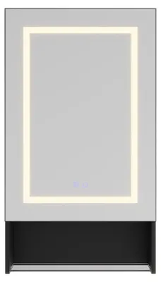 Image de Armoire de toilette avec miroir - Armoire de toilette à LED 50 x 88 cm - 3 couleurs d'éclairage - Anti-buée - Étagères réglables - Armoire murale - Noir