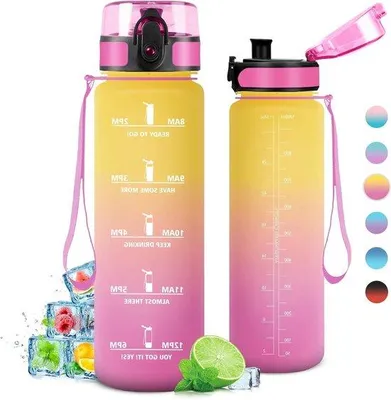 Immagine prodotto di Borraccia da 1 litro per bambine con filtro e indicatore di tempo