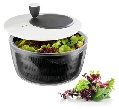 Salatschleuder 3 l, 24 cm, mit Schwungmechanismus und Ausgießer