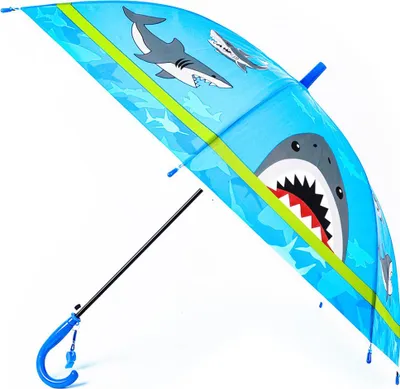 Produktbild von Aga Kinderschirm, Regenschirm, 85 cm Hai, Klappschirm mit Automatik-Öffnung, Stockschirm