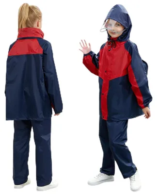 Image de Ensemble de pluie imperméable en deux pièces pour enfants, avec sac de rangement