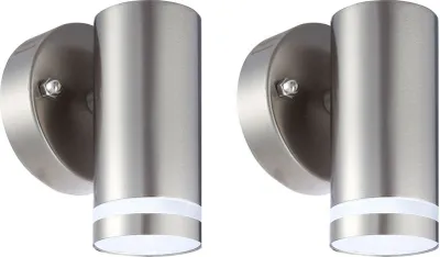 Produktbild von 2er Set LED Außenwandlampe, Edelstahl poliert, H 11 cm