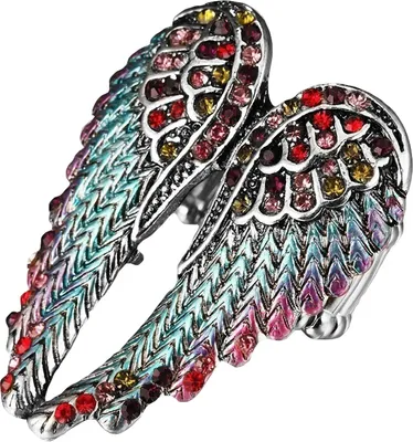 Produktbild von Damenmode, mehrfarbig, mit Strasssteinen, Engelsflügel, Charm-Ring, Fingerschmuck, Geschenk-4#