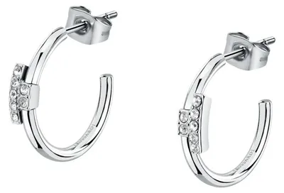 Image de Boucles d'oreilles rondes en acier avec zirconium T-Logo TJAXC86