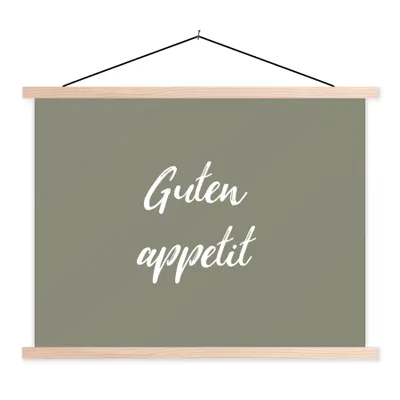 Produktbild von MuchoWow® Textilposter Guten Appetit - Zitate - Bon appetit - Sprichwörter 120x90 cm mit holzfarbenen Rahmen - Magnetisch