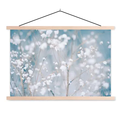 Produktbild von MuchoWow® Textilposter Äste - Schnee - Winter - Natur - Botanisch 60x40 cm mit holzfarbenen Rahmen - Bilder