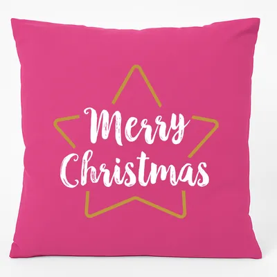 Produktbild von Huuraa Kissen Weihnachtsstern Merry Christmas 40x40cm mit Füllung Fuchsia Baumwolle Dekokissen Geschenkidee