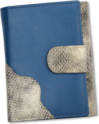 Produktbild von Portemonnaie hoch blau grau DrachenLeder Brieftasche Leder D2OPS700W