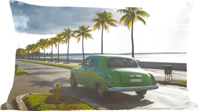 Produktbild von MuchoWow® Zierkissen Sofakissen Wohnzimmer Dekokissen 60x40 cm Oldtimer - Auto - Palme - Kopfkissen - Polster mit Foto