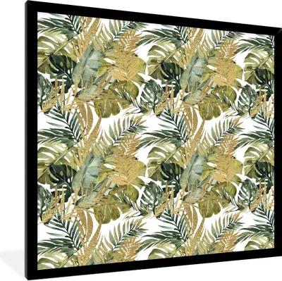 Produktbild von MuchoWow® Gerahmtes Poster Tropisch - Grün - Blatt 40x40 cm - Poster mit Schwarzem Bilderrahmen Wandposter Rahmen Foto Bilder - Mit Rahmen - Wanddekoration Schlafzimmer